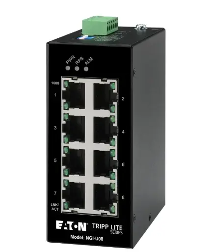 Tripp Lite series 8-Port Unmanaged Industrial Gigabit Ethernet Switch - 10/100/1000 Mbps, DIN Mount, TAA  Part Number:  NGI-U08