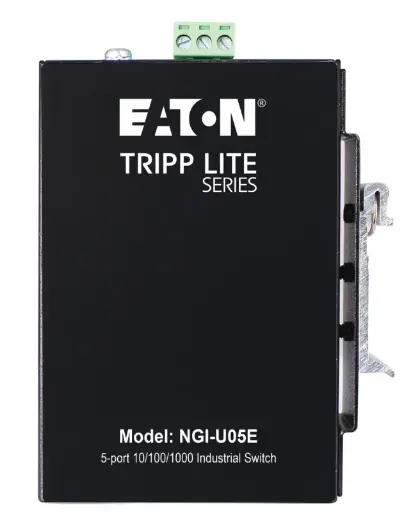 Tripp Lite series 5-Port Unmanaged Industrial Gigabit Ethernet Switch - 10/100/1000 Mbps, Ruggedized, -40° to 75°C, iQoS, DIN/Wall Mount, TAA  Part Number:  NGI-U05E