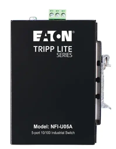 Tripp Lite series 5-Port Unmanaged Industrial Ethernet Switch - 10/100 Mbps, Ruggedized, -40° to 75°C, iQoS, DIN/Wall Mount, TAA Part Number:  NFI-U05A